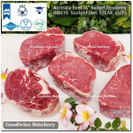 Beef Ribeye AUSTRALIA BUDGET frozen brand either AMG or NOLAN ECCO steak cuts thickness: 2.5 cm, 2cm & 1cm price/kg (Scotch-Fillet / Cube-Roll)